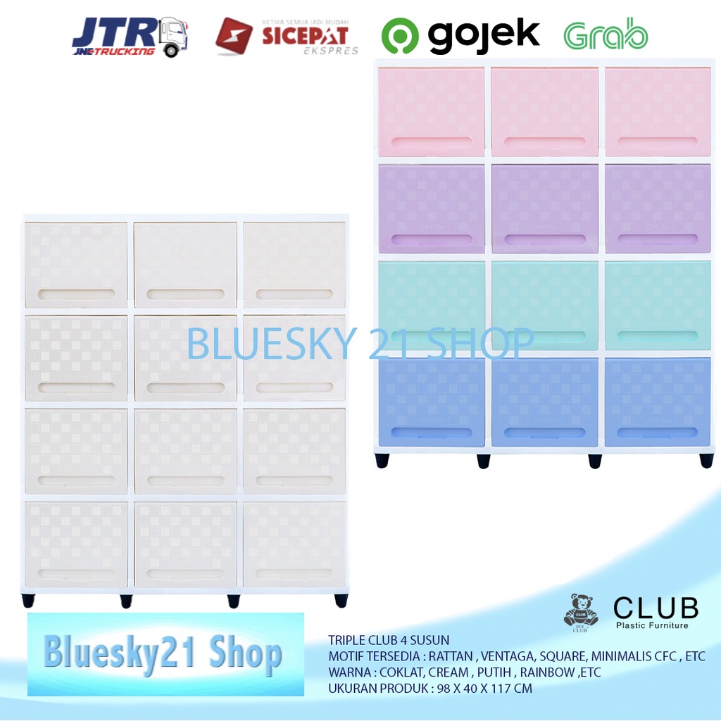 TRIPLE CLUB 4 SUSUN / LEMARI PLASTIK TRIPLE CLUB.4 SUSUN MURAH / LEMARI PLASTIK CLUB 4 SUSUN MURAH