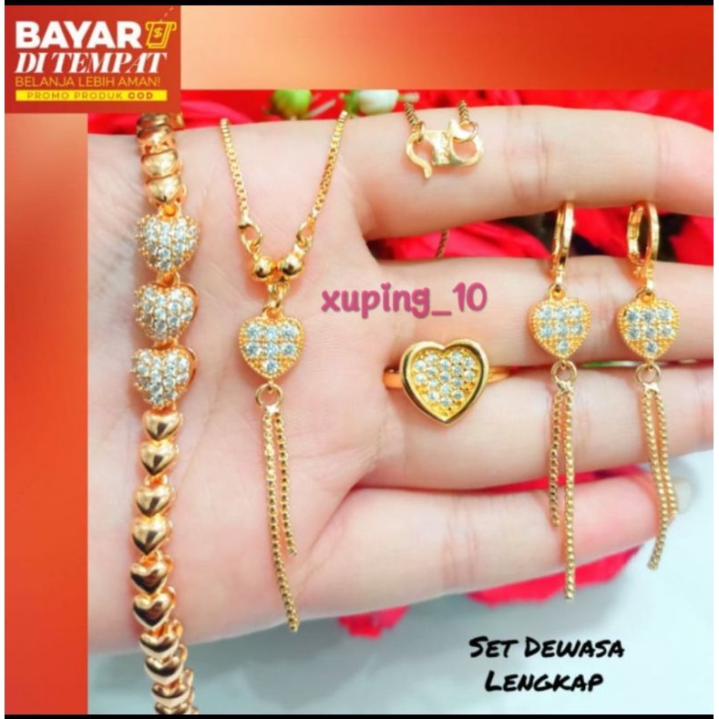Set Dewasa anti karat Gold Lapis emas18k modis