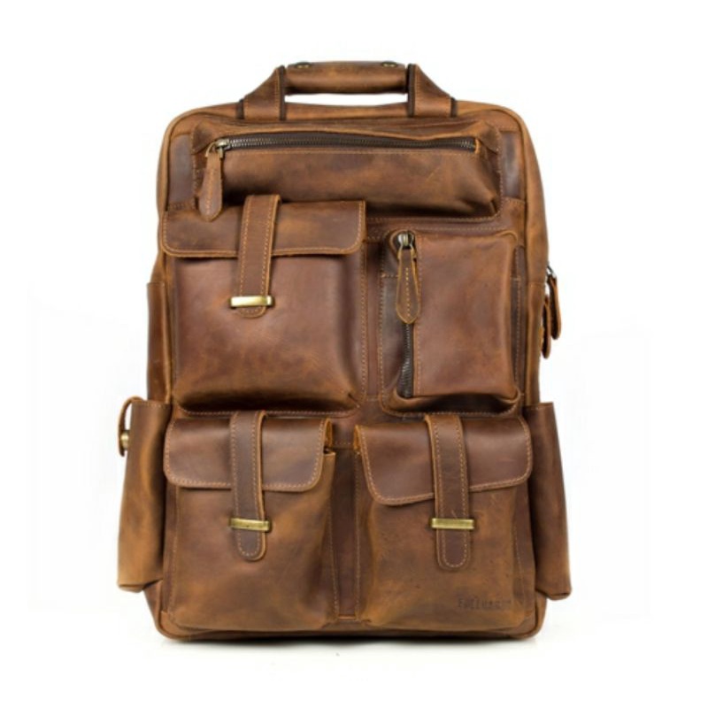Tas Ransel Kulit Sapi Asli Crazy Horse Laptop Backpack Leather Vintage