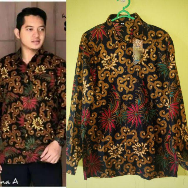 Kemeja Batik Pria Lengan Panjang Motif Sogan Dan Padi Baju Atasan Batik Modern Cowok