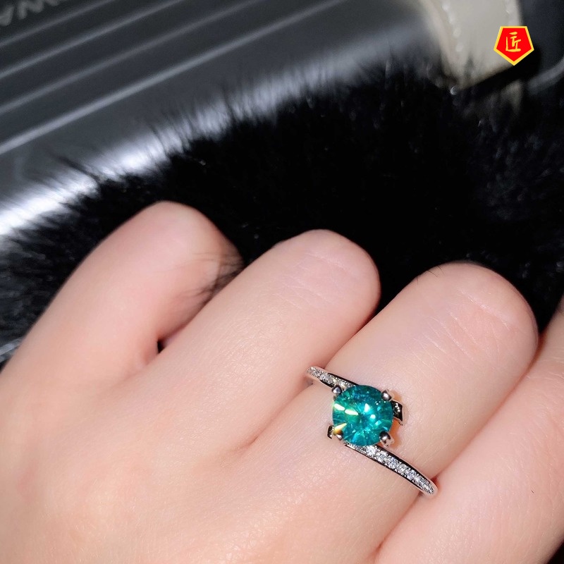 [Ready Stock]Creative Fashion Blue Green Moissanite Ring