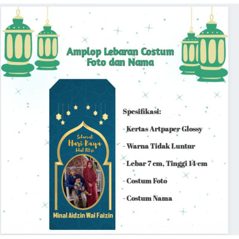 

( panjang ) Amplop Lebaran Custom foto nama murah unik isi 12pcs