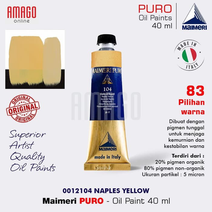 MAIMERI PURO - OIL PAINT - NAPLES YELLOW - 40ML - M0012104