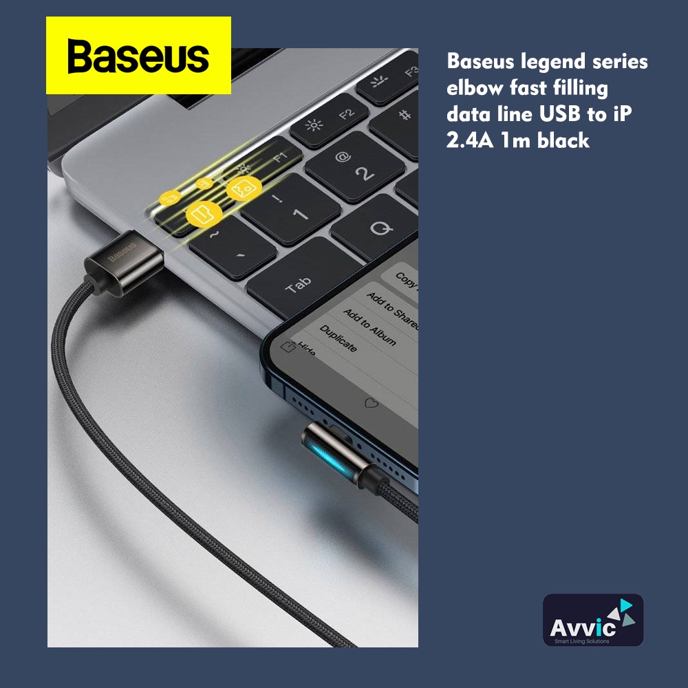 BASEUS Kabel Data USB to iP Legend Series Elbow Gaming Charger 2.4A 1m