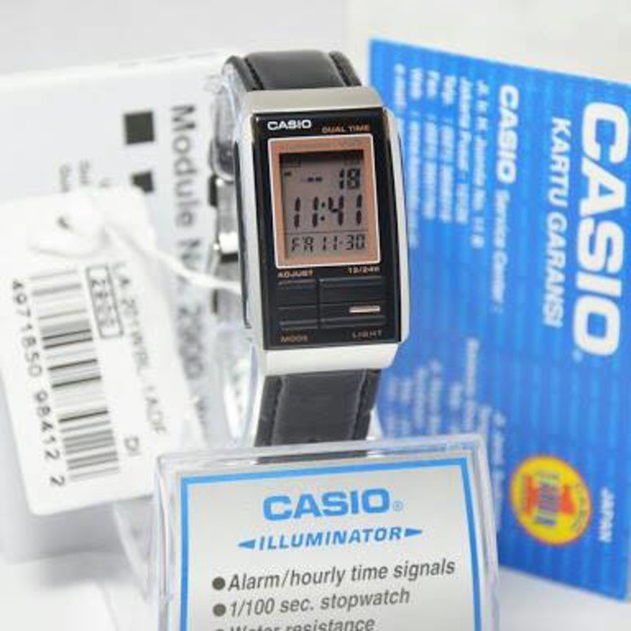 Promo  Jual jam tangan casio  Jam Tangan Wanita Digital Kulit Casio Original LA-201WBL-1A  Murah