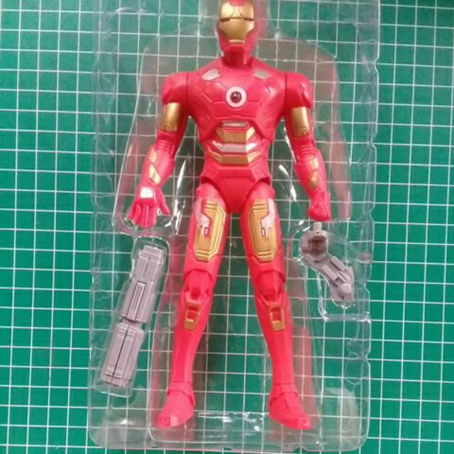 AVENGERS IRONMAN ANTMAN Nyala (BESAR 19CM &amp; KECIL 15CM) + Senjata