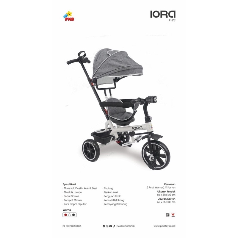 Sepeda Tiga Roda Anak PMB IORA T23 Tricycle T-23