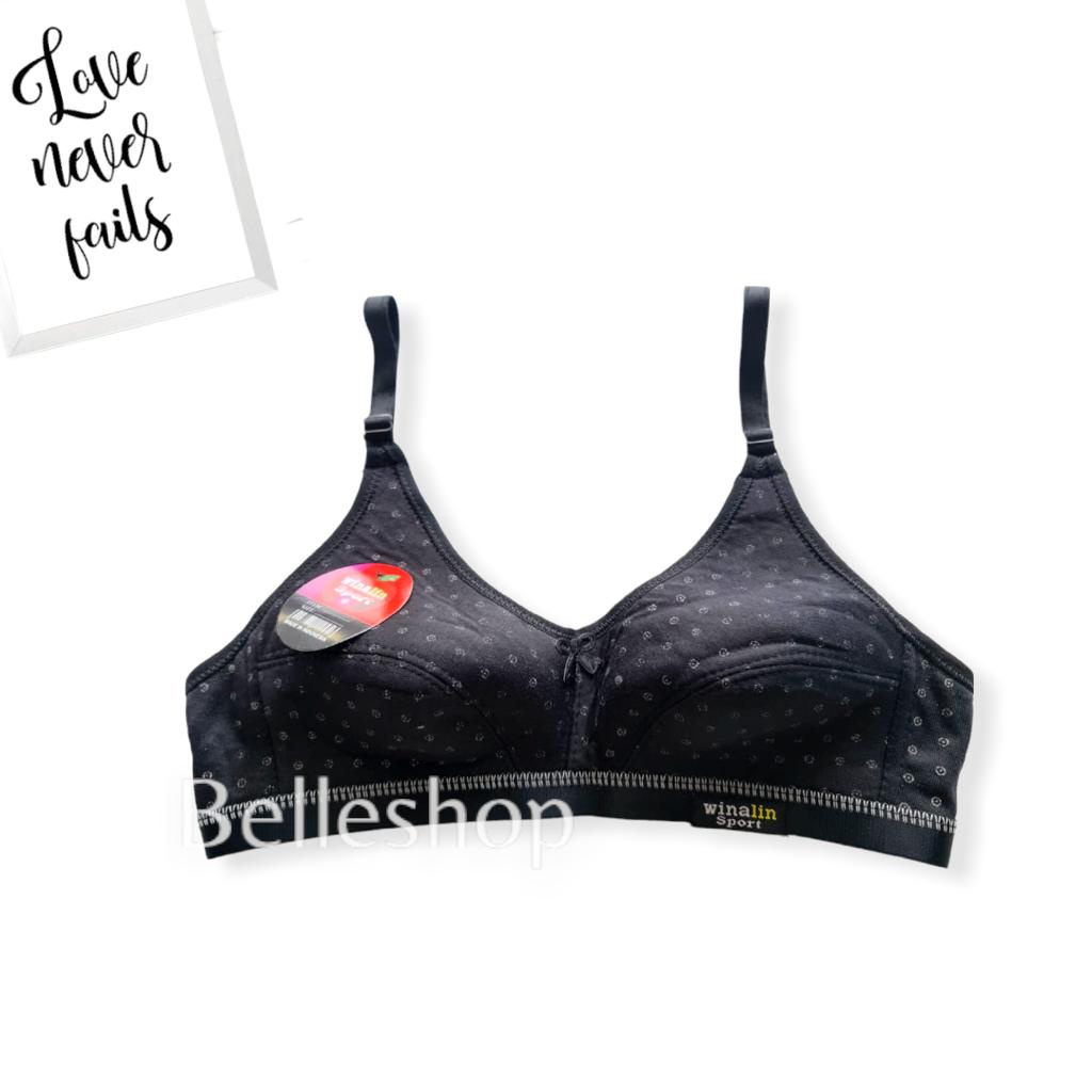 BH Bra Sport WN Non Kawat Sablon Bintik Lembut Sz 36 38