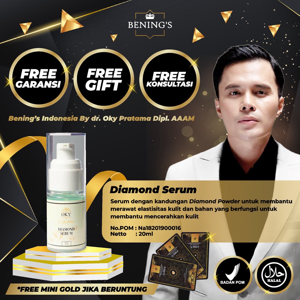 BENING'S DIAMOND SERUM | MENCERAHKAN, MELEMBABKAN &amp; ANTI PENUAAN I FREE GIFT SIAP KIRIM