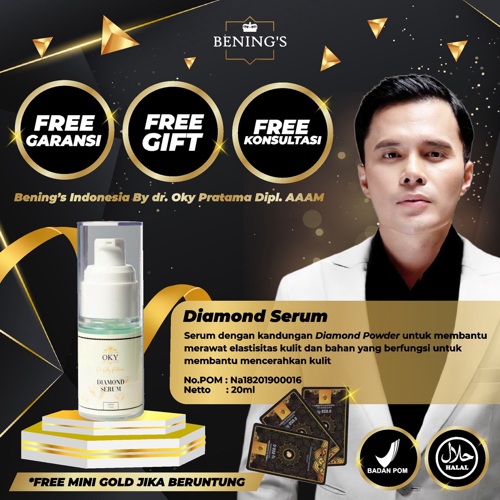 BENING'S DIAMOND SERUM | MENCERAHKAN, MELEMBABKAN &amp; ANTI PENUAAN I FREE GIFT SIAP KIRIM SELURUH INDONESIA