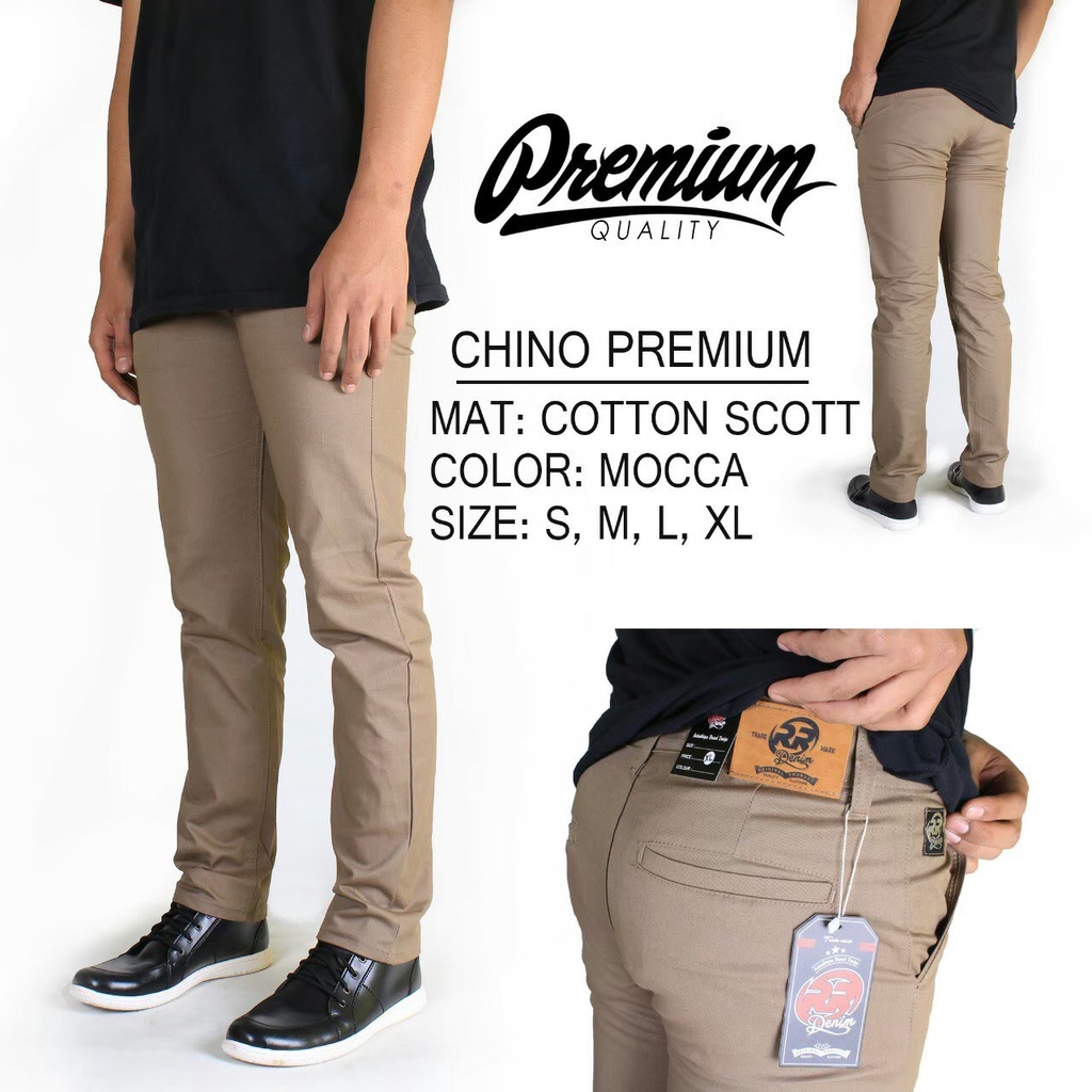 CELANA CHINO Panjang pria Slimfit KERJAHARIAN Santai Casual Formal Hitam Abu Cream Mocca Size 27-38