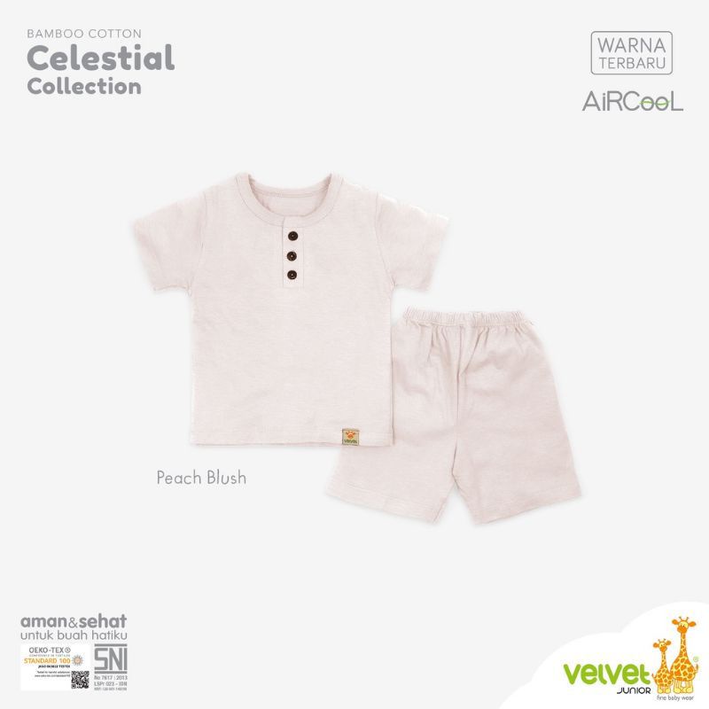 Velvet junior Bamboo cellestial collection PENDEK/ setelan PENDEK VELVET POLOS TERBARU