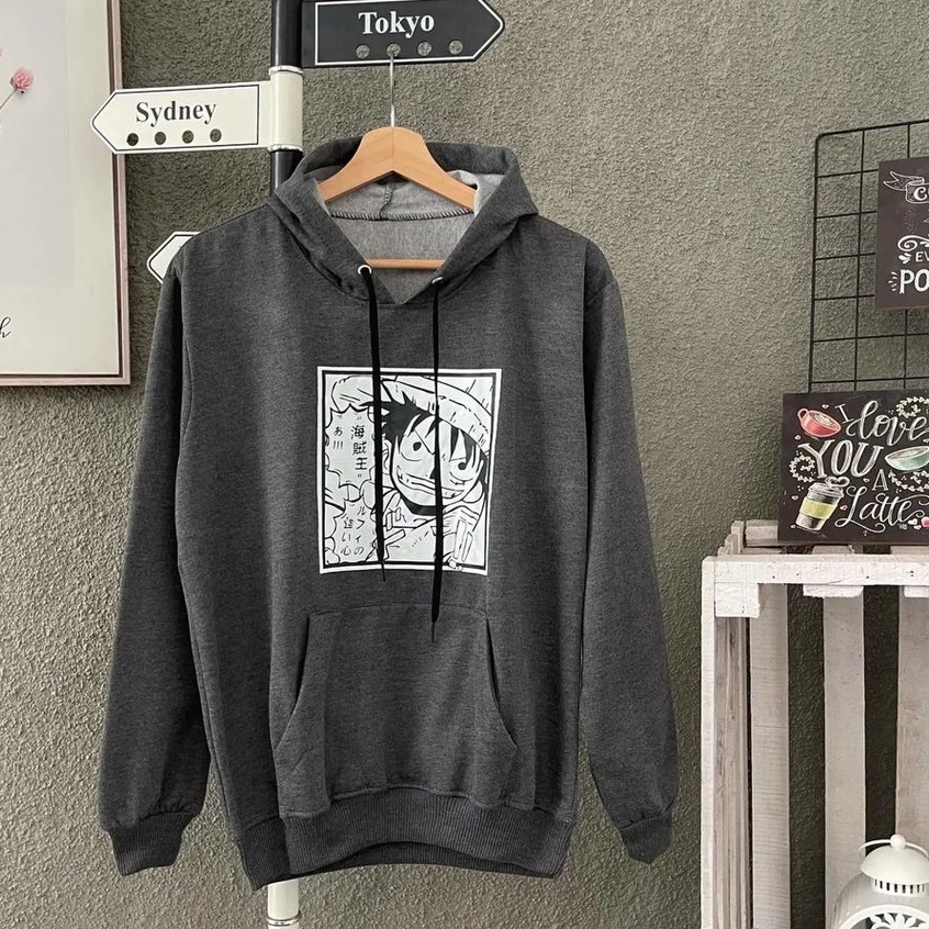 Hoodie Motif LUFFY ONE PIECE Atasan Bahan Fleece