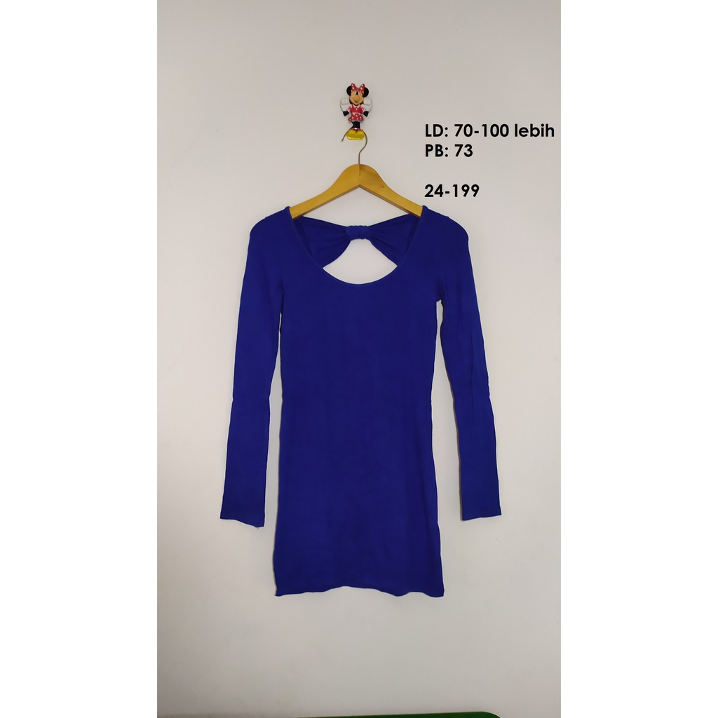 Atasan Kaos Lengan Panjang Biru BRANDED FOREVER 21 Preloved/Thrift