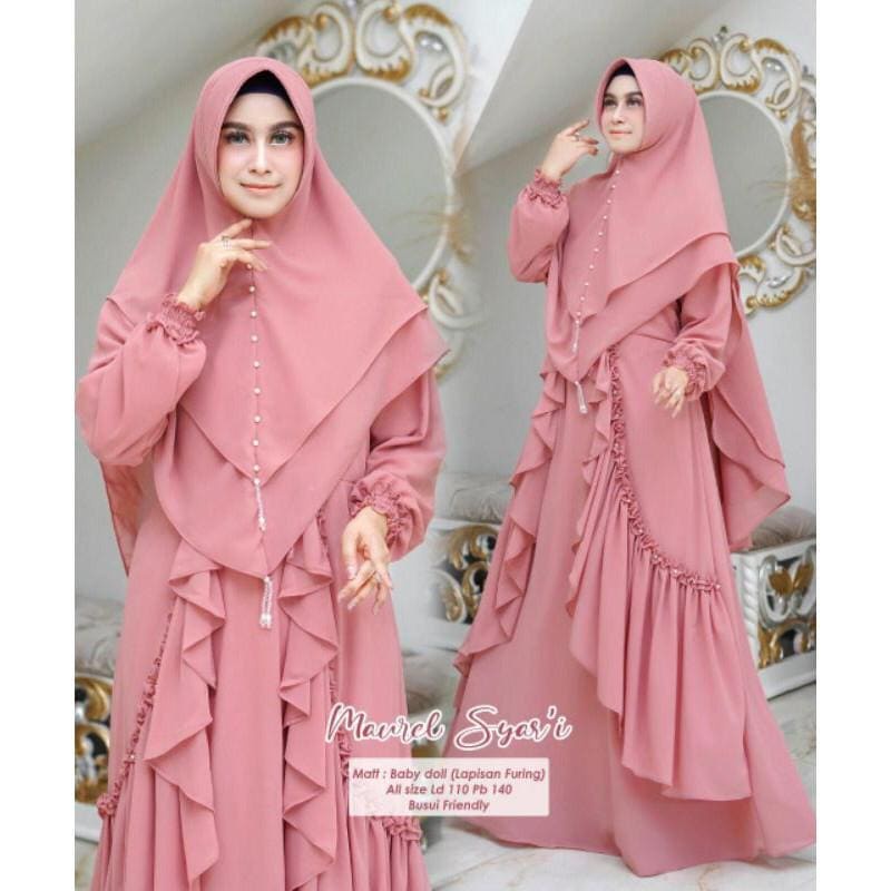 MAUREL SYARI BL CERUTY BABYDOLL FULL FURING ZIPPER DEPAN BUSUI Gamis Wanita Terbaru 2023 Gamis Syari free Hijab Terbaru Mewah Elegan  Gamis Syari Lebaran Gamis Set Khimar Terbaru Gamis Cerutty Babydoll  Baju Gamis Ibu Ibu  Drees Wanita Kondangan