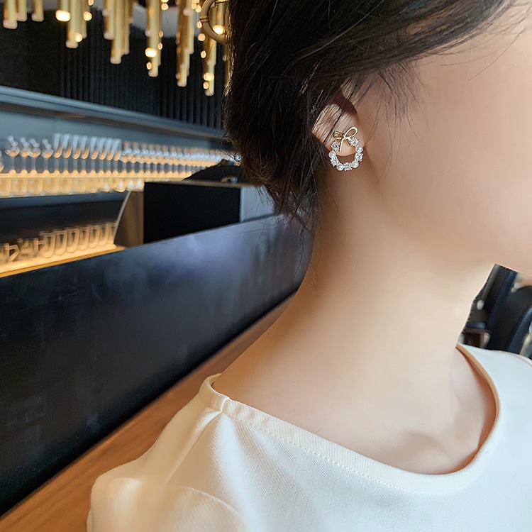 ✿AYN✿K37 Anting Tusuk Pita Mutiara Wanita