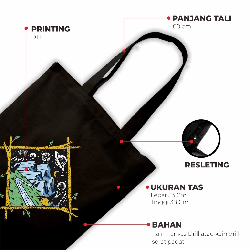 Sevine Totebag Tas Wanita Tote bag Resleting Girl Vintage Black Series Hitam - SRF6