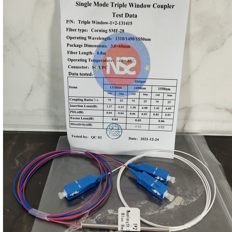 Splitter ratio 25:75 sc upc three window G657A1 high quality / rasio 25 75
