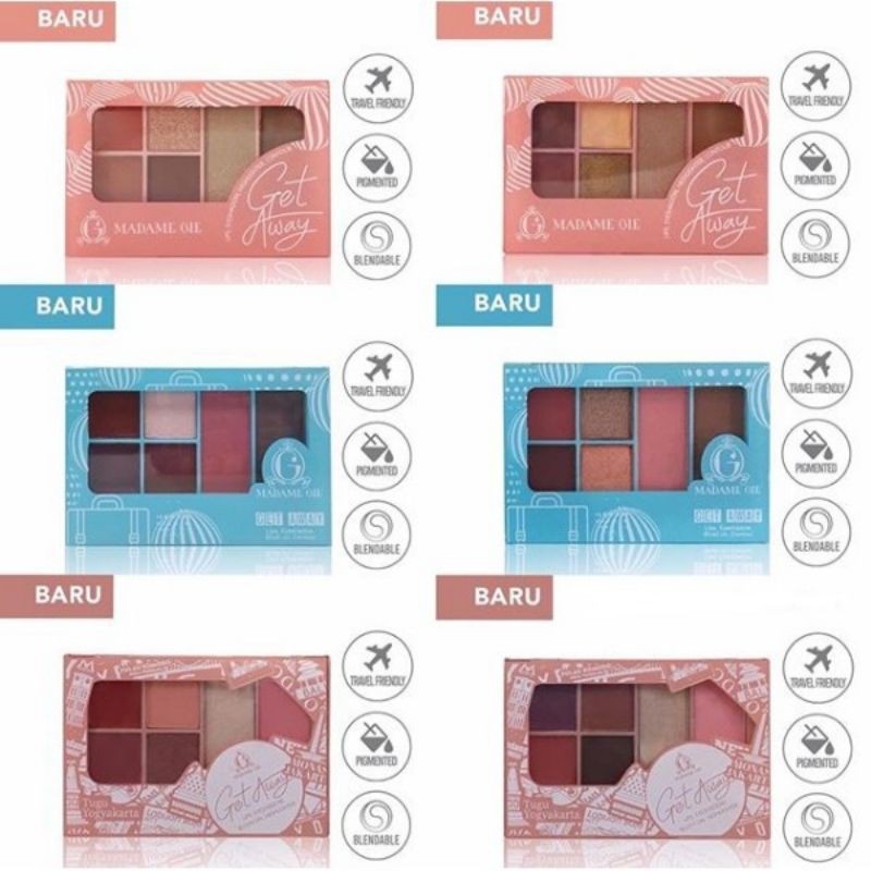 Madame Gie Madame To Go - Face Pallete/ EYESHADOW PALETTE KECIL - madame gie get away || Complete