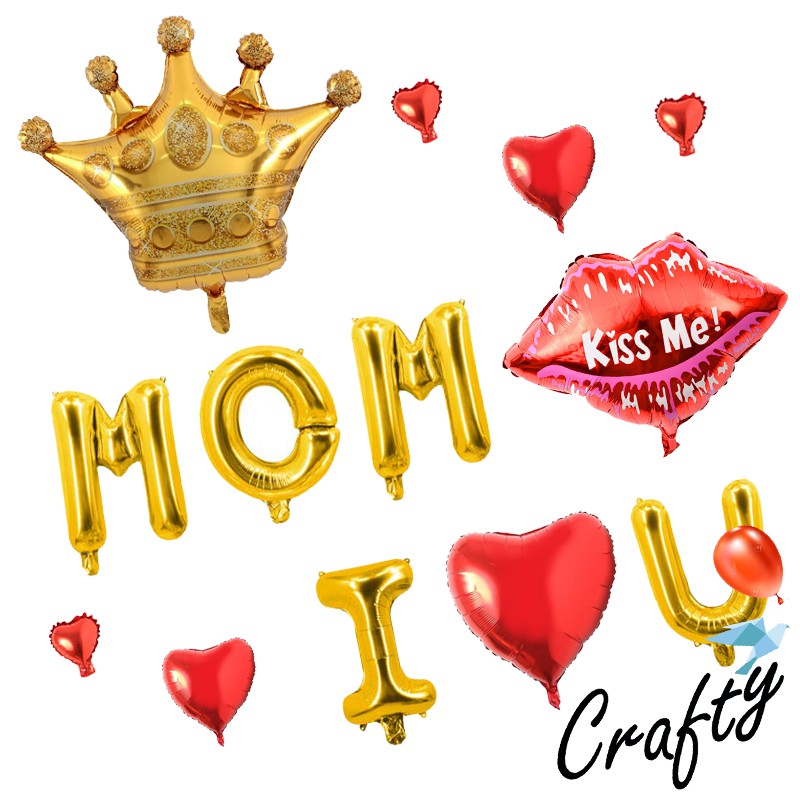 [PAKET] MOTHER'S DAY Set MOM I LOVE U Dekorasi Backdrop Hari Ibu