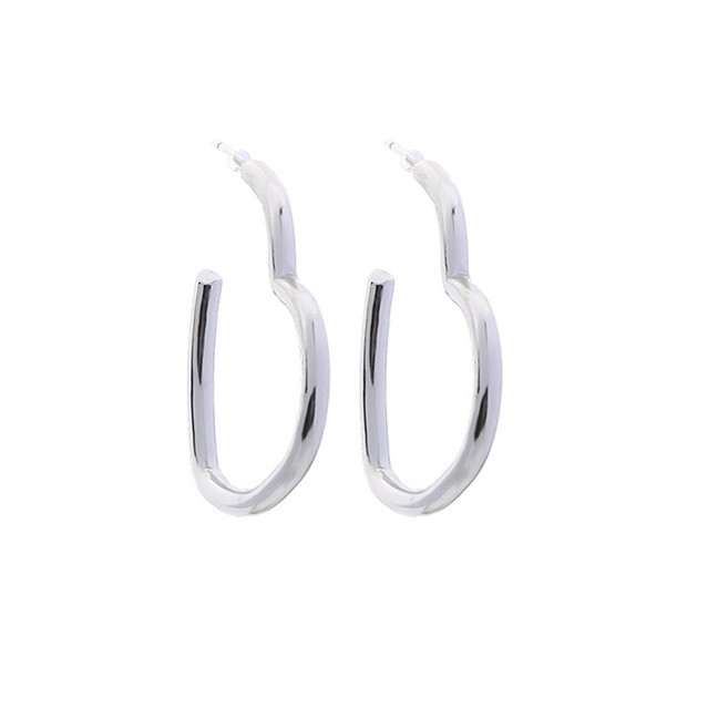 LRC Anting Tusuk Fashion S925 Silver Needle Heart-shaped Geometric Earrings F765XX