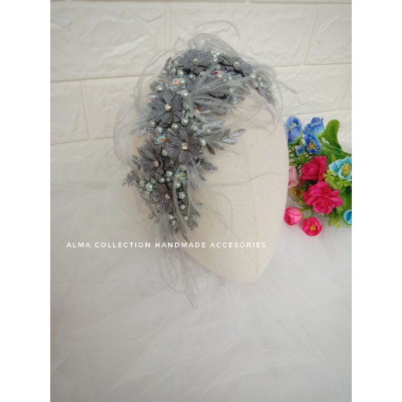 (COD) Headpiece variss bulu/hiasan hijab/headpiece wisuda/headpiece pengantin