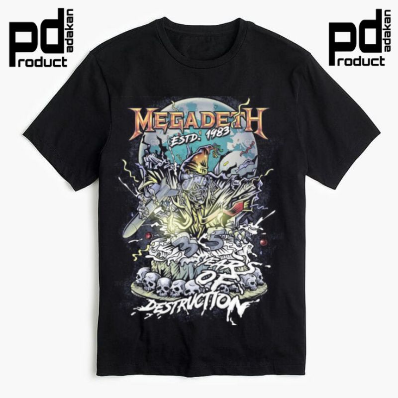 KAOS MEGADETH - YEARS OF DESTRUCTION / KAOS MEGADETH / KAOS OVERSIZE PRIA / KAOS WANITA / BAJU MEGAD