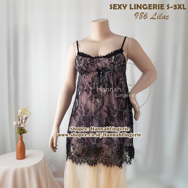 Lingerie M L XL XXL Original by Hannah Lingerie Wanita Baju Tidur Seksi Ukuran Besar Cantik Hot 986
