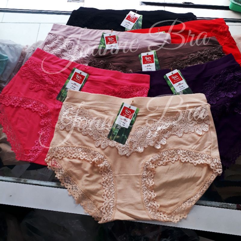 Elena Celana Dalam Wanita Katun + Bamboo Carbon Sepinggul E 9006 - CD Wanita lembut Dingin