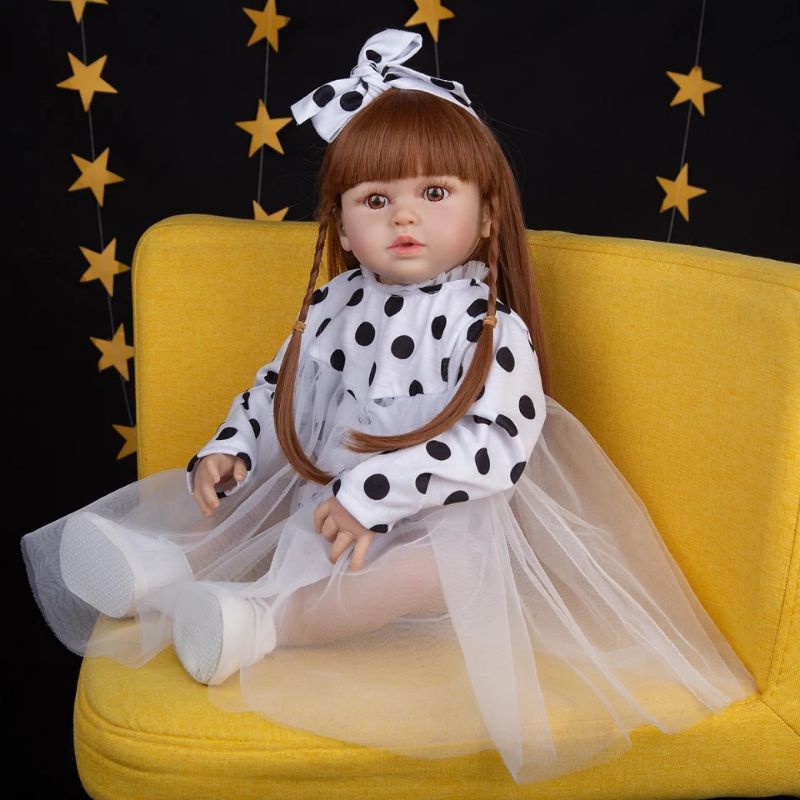 Boneka Reborn FULL Silikon 60 cm Premium Sangat Cantik Original Rambut Lurus Keriting