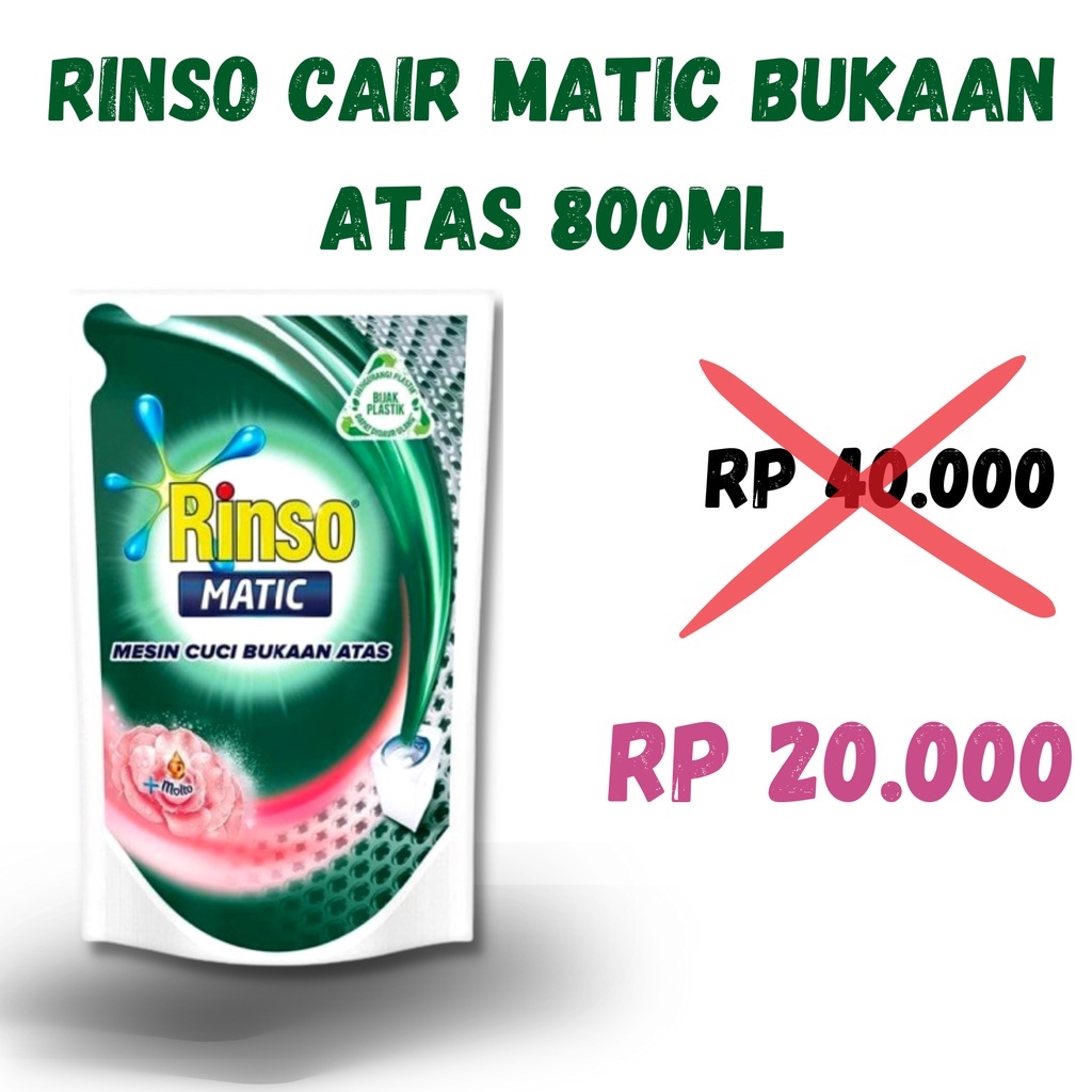 Deterjen Cair Rinso Matic Bukaan Atas 800ml