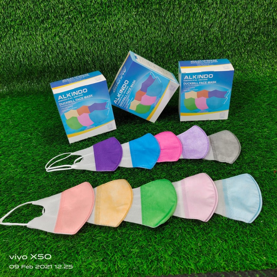 MASKER ALKINDO DUCKBILL WARNA-WARNI ISI 50 PCS/BOX