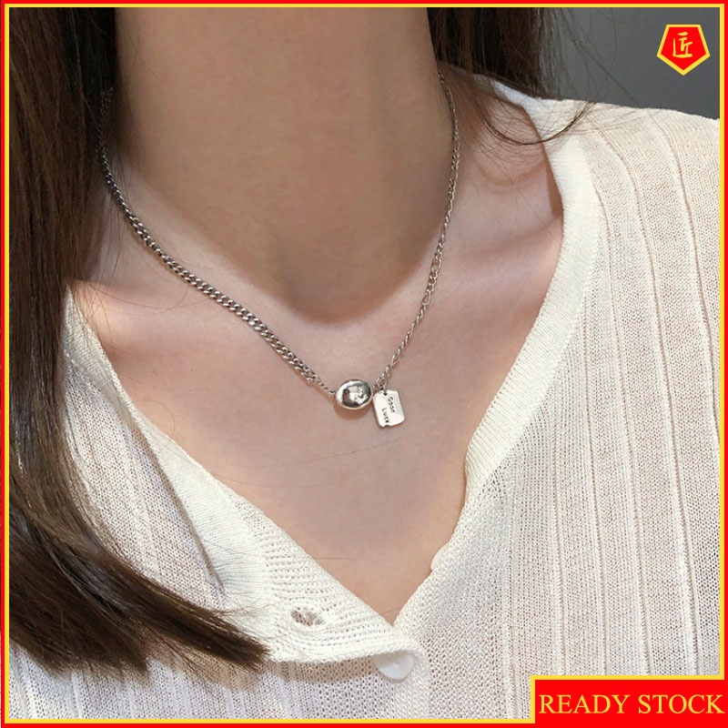 [Ready Stock]S925 Silver Beans Lucky Necklace Female Temperament Light Luxury Niche Retro