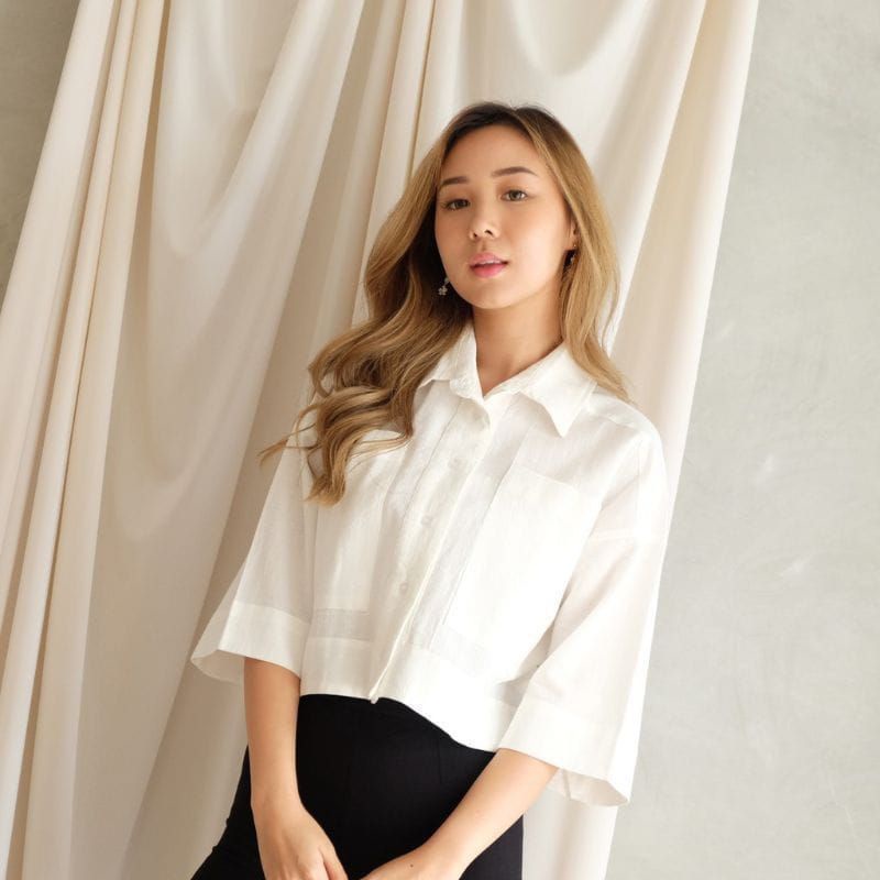 Kemeja Crop Linen Oversize / Kemeja Shirt Linen Outer Crop