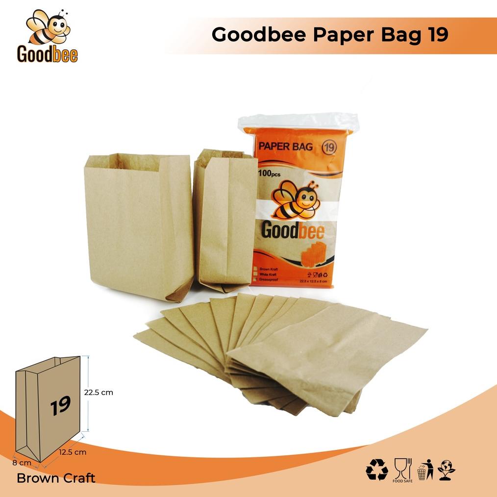 

Goodbee Paper Bag Kode 19 - Brown Kraft - Kantong Kertas Goodbee 100Pcs