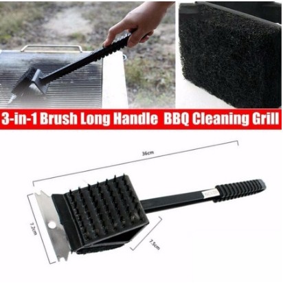 3-in-1 Sikat Gagang Grill BBQ / Brush Long Handle BBQ Cleaning Grill