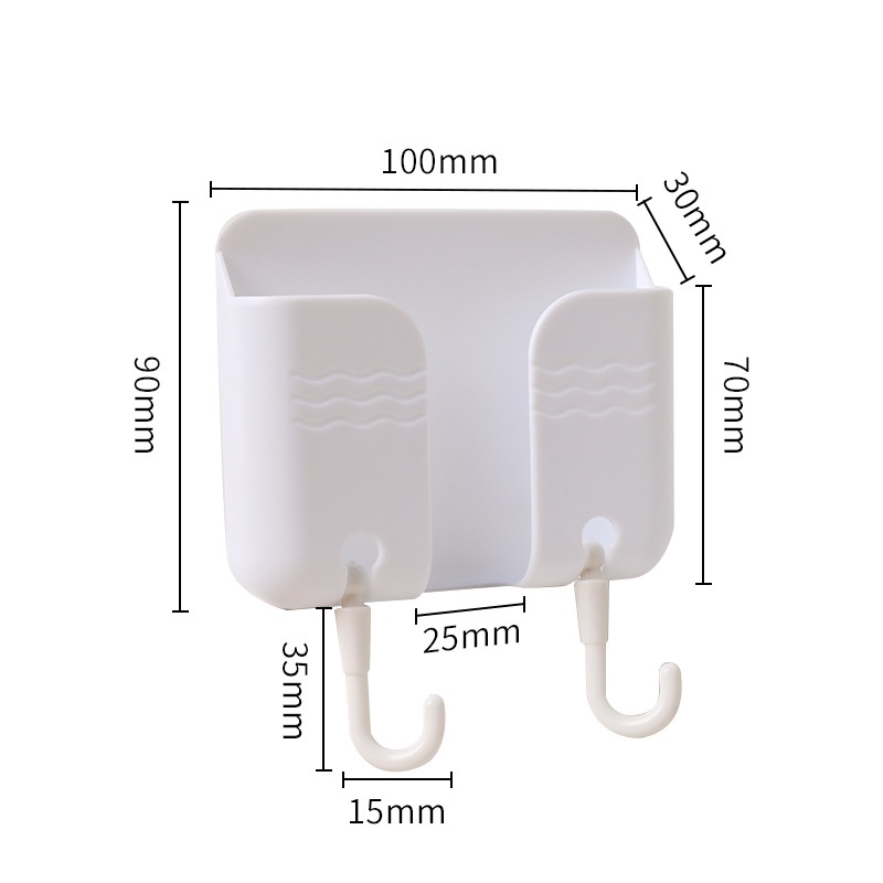 Home Wall Mounted With Hook Nail-Free Space Saving Storage Box/ Remote Control Mounted Mobile Phone Plug Wall Holder