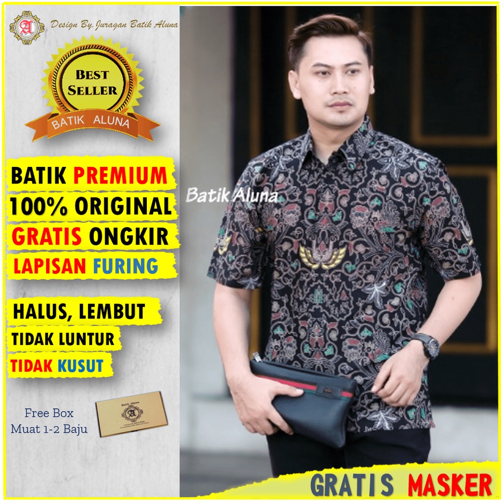 Batik Pria Lengan Pendek Premium Kemeja Batik Alisan Pendek Original Mensbatik Slimfit Terbaru Baju 