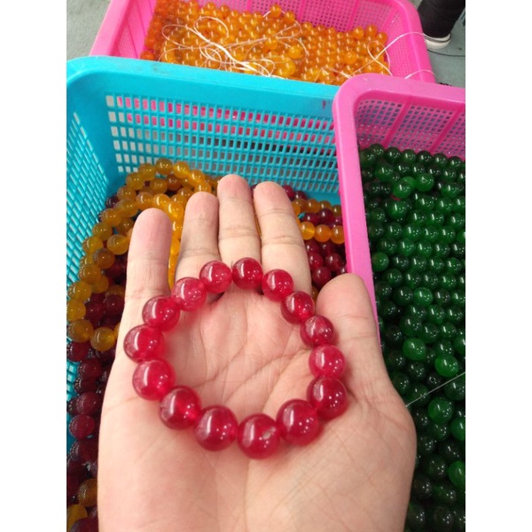 Gelang Batu Giok Merah / Gelang Fashion / Gelang Kekinian