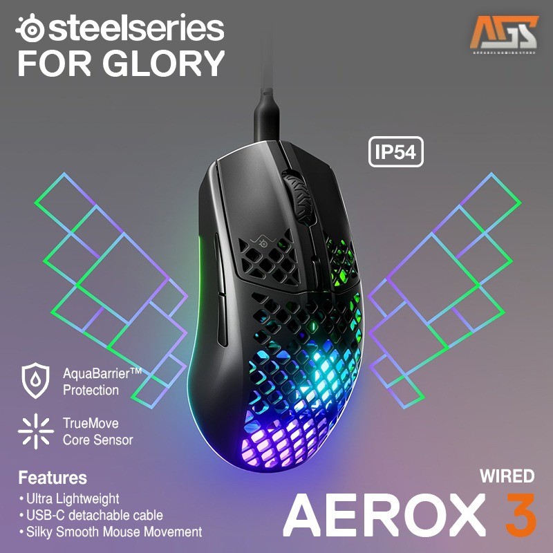 STEELSERIES MOUSE GAMING AEROX 3 RGB WIRED