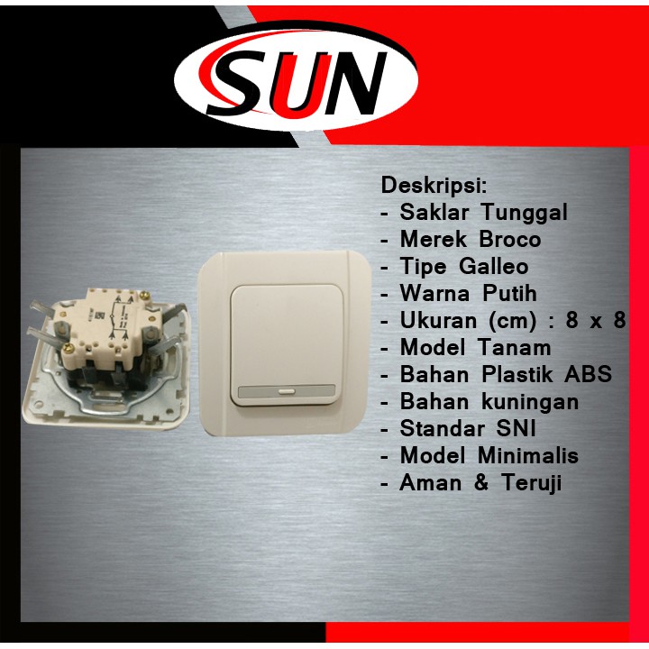 Saklar Switch Pencetan Listrik Lampu Single Tunggal Galleo Broco