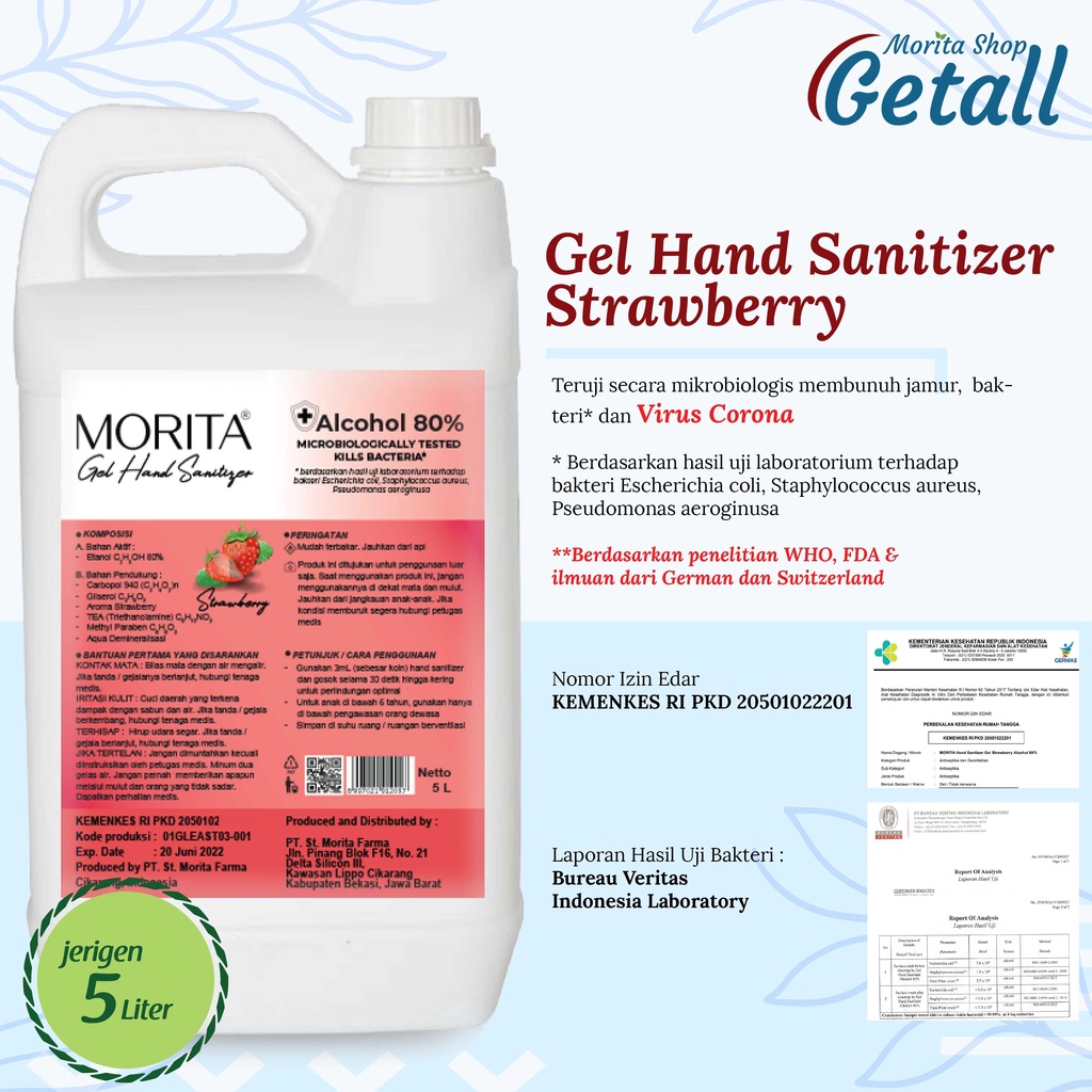 gel Hand Sanitizer Strawberry 5 Liter