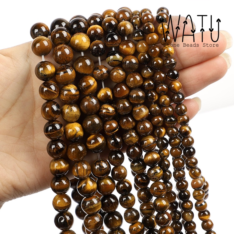 Batu Alam Tiger Eye Brown Natural Round Beads