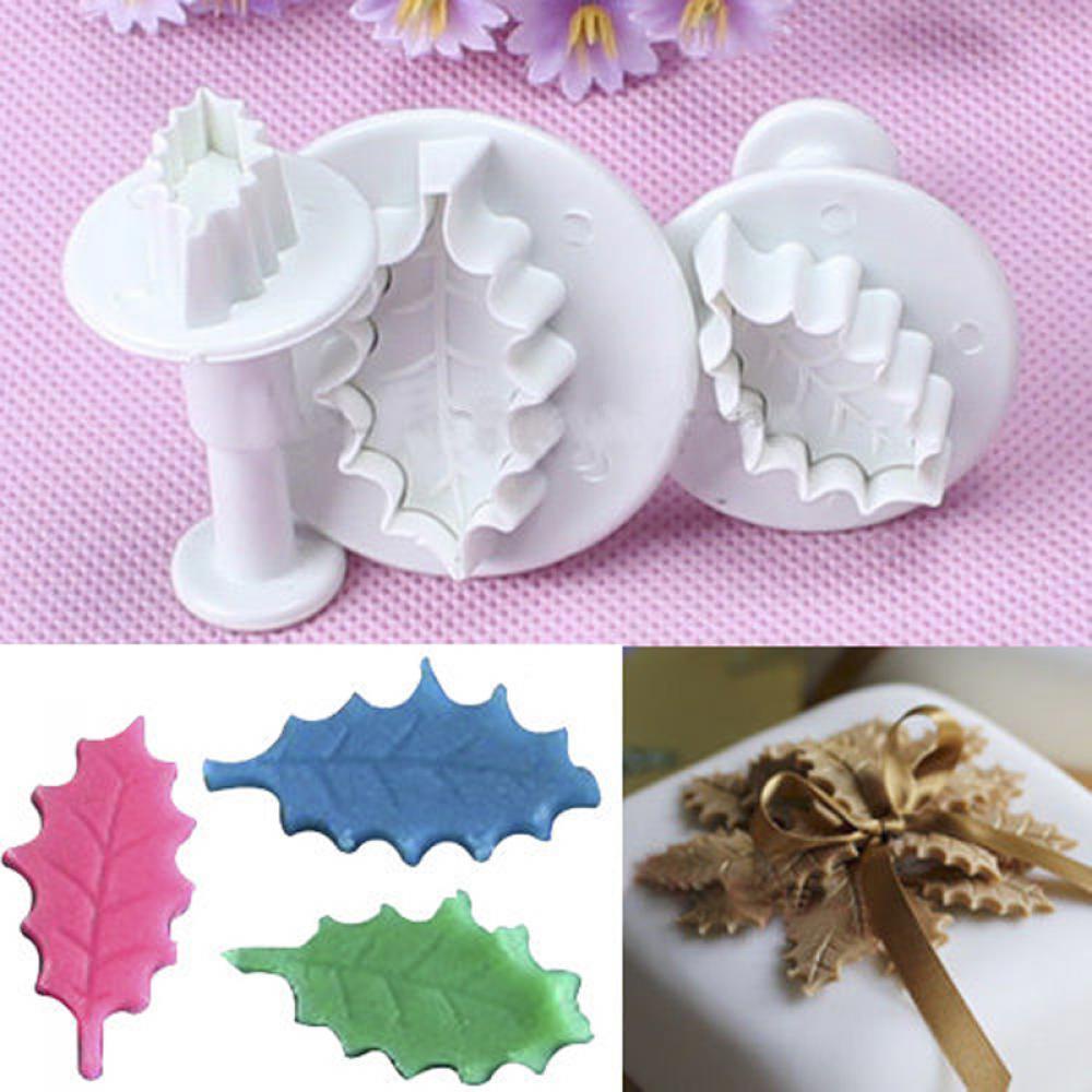 Populer 3pcs Cetakan Alat Baking Dekorasi Kue Sugarcraft Plunger Cutter