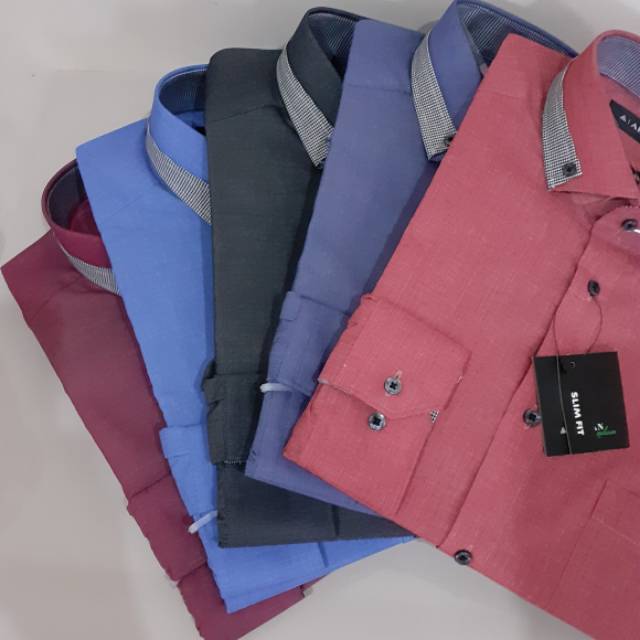 KEMEJA PANJANG ALISAN slimfit POLOS KRAH KOKO