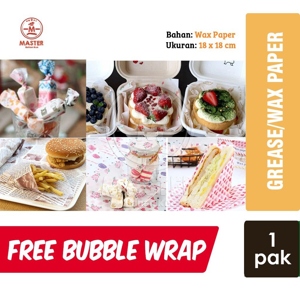 

Wax Paper / Greaseproof Paper / Burger Sandwich Wrapper / Kertas Anti Minyak [1 pak]