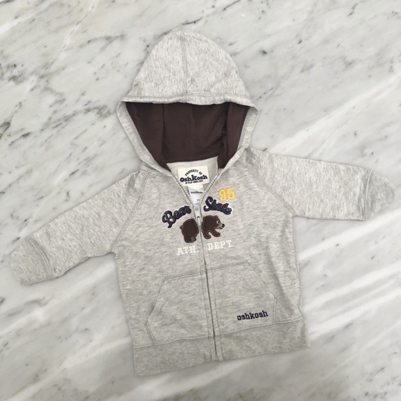 Pre-loved Oshkosh Bear-State Varsity jacket grey sz 6 month