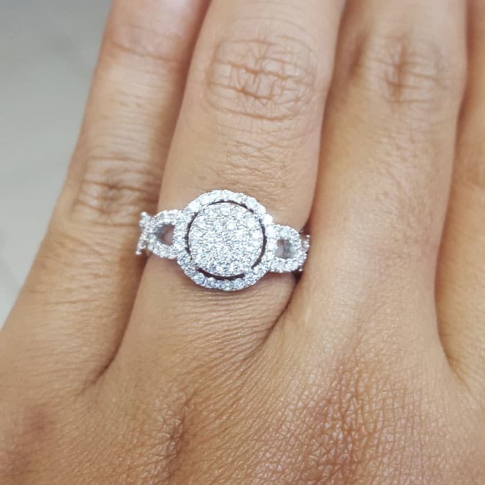 Cincin Wanita Kawin Nikah Original Emas Gold 18k Berlian Diamond Eropa Putih Asli DK1524