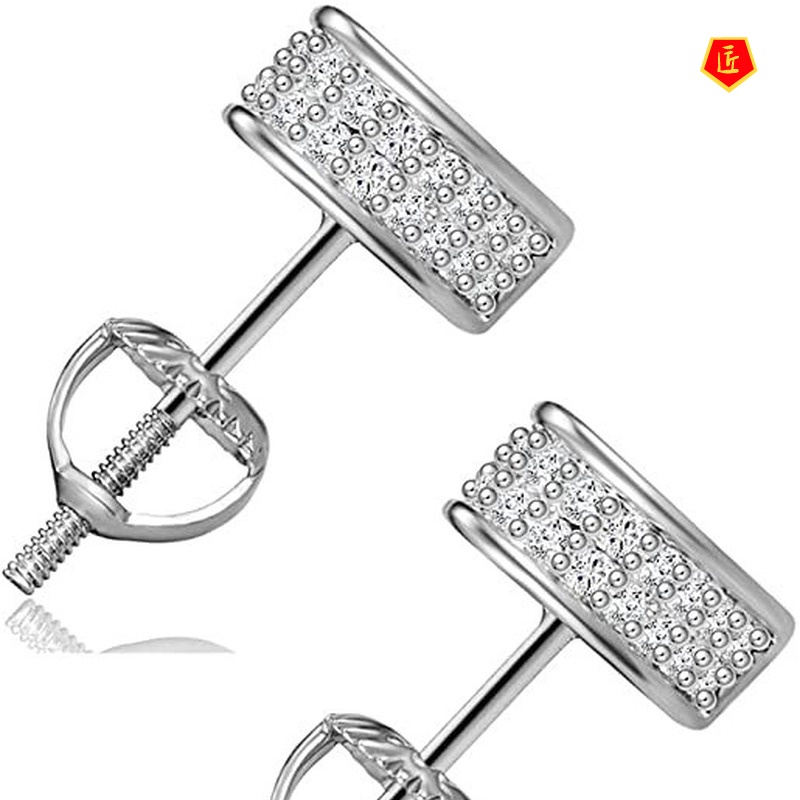 [Ready Stock]18K Gold Micro-Inlaid Diamond Heart-Shaped Ear Studs