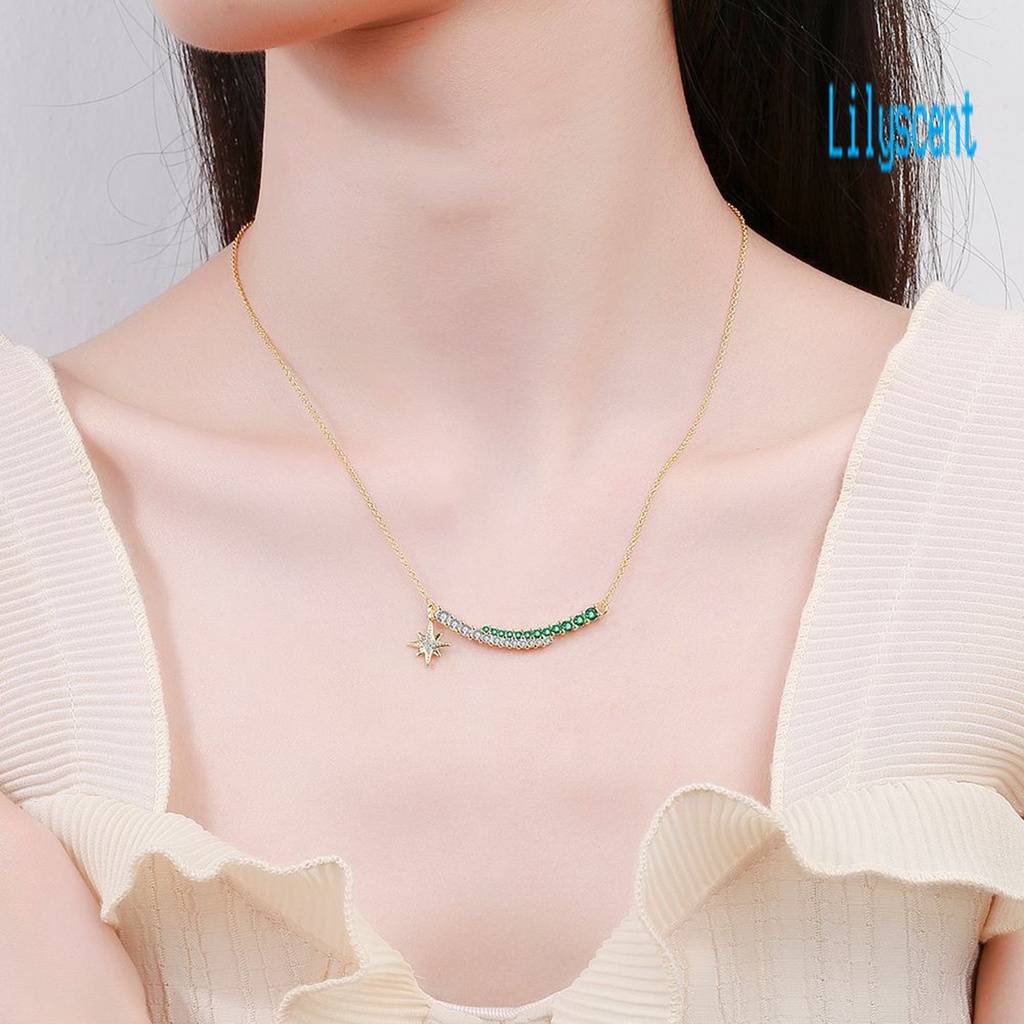 Kalung Liontin Bintang Berlian Imitasi Adjustable Untuk Wanita